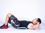 Person doing sit-ups on LivePro AB Mat for core training at home gym and LivePro AB Mat LP8345 on gym floor for commercial gym and personal training use